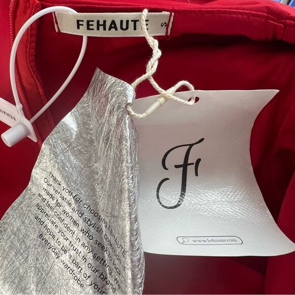 Fehaute Red Elegant Midi A-line Waist Twist Day To Night Dress Size Small NWT - Picture 12 of 14